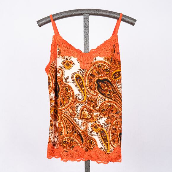 Lane Bryant Tops - Y2K Lace Trim Cami Strappy Tank Top Colorful Paisley Women's SZ 18-20 Boho Retro